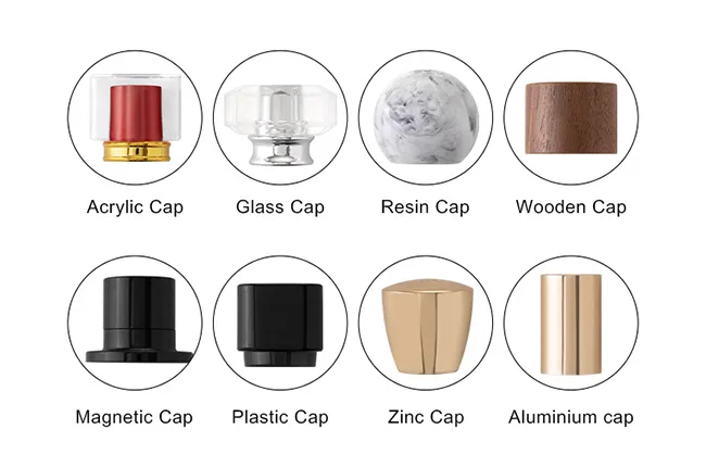 Perfume cap materials comparison