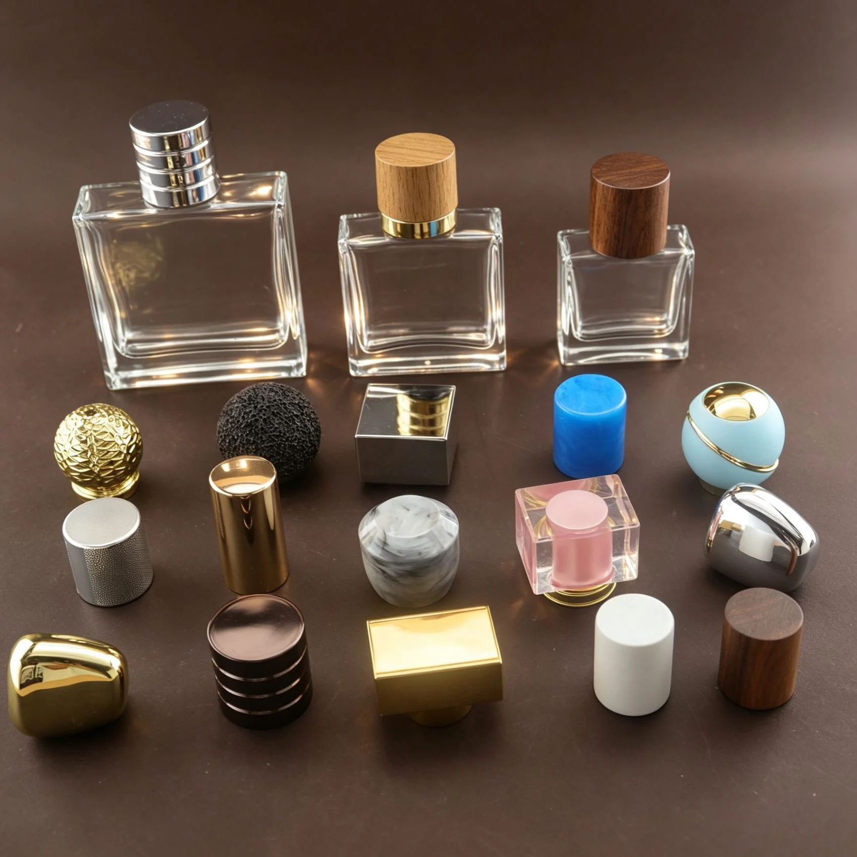 Blue Square Perfume Bottle with Multiple Cap Options product image