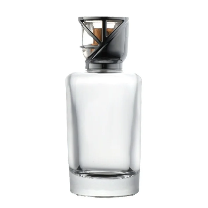 Cylindrical Clear Glass Perfume Bottle with Cap product image