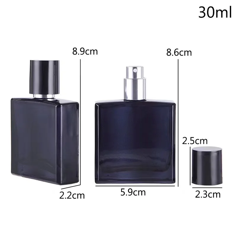 30ml Glossy Black Square Perfume Bottle product image