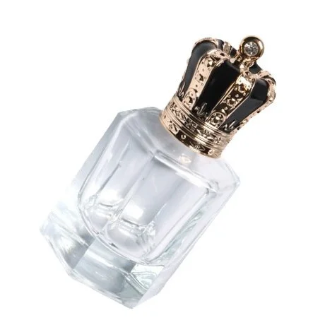 Hexagonal Clear Glass Perfume Bottle with Crown Cap product image